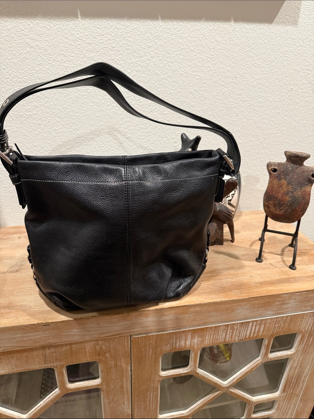 Coach Black Pebbled Leather Shoulder Bag